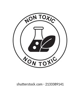non toxic label icon in black flat glyph, filled style isolated on white background