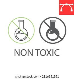 Non toxic line and glyph icon, product and natural, chemicals free vector icon, vector graphics, editable stroke outline sign, eps 10.