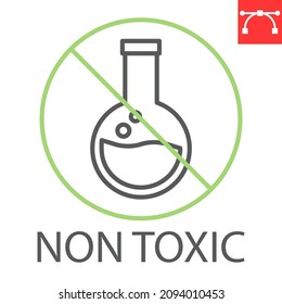 Non toxic line icon, product and natural, chemicals free vector icon, vector graphics, editable stroke outline sign, eps 10.