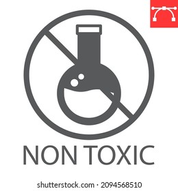 Non toxic line icon, product and natural, chemicals free vector icon, vector graphics, editable stroke outline sign, eps 10.