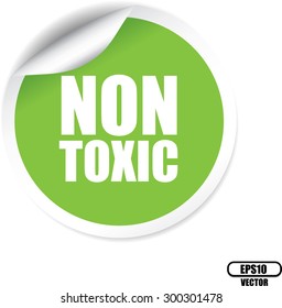 Non Toxic Product Green Sticker, Label or Badge Isolated on White Background - Vector illustration.
