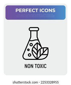 Non toxic symbol. Thin line icon for organic product. Modern vector illustration.