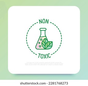 Símbolo no tóxico. Icono de línea delgada para producto orgánico. Ilustración vectorial moderna.