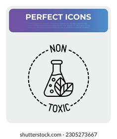 Non toxic symbol. Thin line icon for organic product. Modern vector illustration.