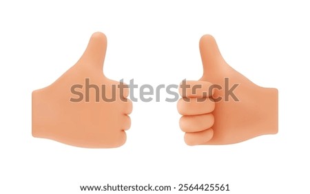 Non verbal communication hand gestures, isolated palms with fingers showing thumb up. Vector expression of liking or approval, acceptance or success. Confirmation or positive answer symbol