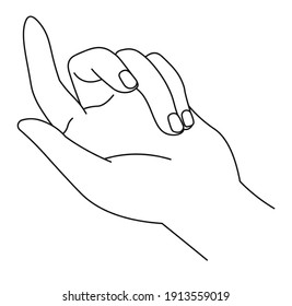 Non verbal communication, isolated hand showing gestures. Palm and fingers. Sign of counting, number or alphabetic symbol. Disability to talk and hear. Expressing thought. Vector in flat style