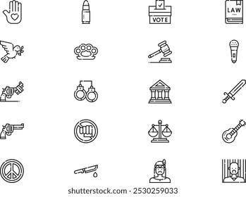 Non violence icons collection is a vector illustration with editable stroke.