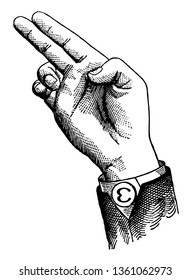 Non Vocal Divided Back Consonant positions have the voice phalanx of the thumb bent at right angles to the breath phalanx, vintage line drawing or engraving illustration.