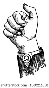Non Vocal Nasal Top Consonant positions have the voice phalanx of the thumb bent at right angles to the breath phalanx, vintage line drawing or engraving illustration.