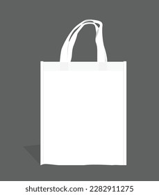 Non Woven bag full white, white bag vector illustration, Non wooven bag plain for mockup design, eco-friendly woven bag for artwork