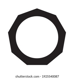 Nonagon frame with white circular area inside.