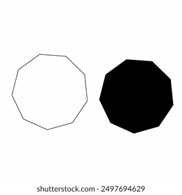 Vector blanco y negro de la geometría del nonágono. Enneagon en un fondo blanco