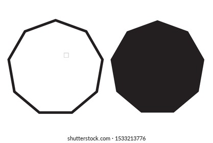 nonagon shapes with outlines and fill colors, fields for logos or symbols, math teaching pictures.