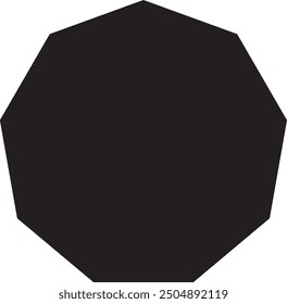 Forma de Vector Nonagon, objeto de color negro aislado, fondo blanco