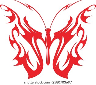 Non-AI flaming butterfly vector illustration, great for vehicle graphics, stickers, T-shirt designs, signs and logos. Human made clipart, ready for vinyl cutting.