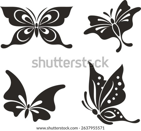 Non-AI generated butterfly vector illustrations set in traditional Japanese line art style. Great for decorations, greeting cards, stickers, T-shirt designs, signs and logos. Ready for vinyl cutting.