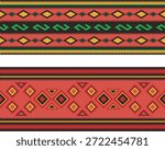 Non-AI generated Slavic ornamental seamless frieze vector series. Authentic Eastern European traditional decorative patterns of folk costumes, damasks, carpets. Human-made Balkan folklore embroidery motifs.