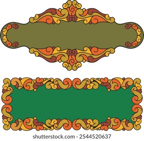 Non-AI vector abstract floral ornamental frames. Human-made vintage oriental panels, great for wedding decorations, greeting cards, invitations, banners, vinyl and laser ready. Autumn, summer colors.