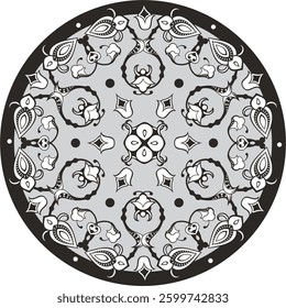 Non-AI vector floral ornamental circle in Oriental, Turkish, Arabic style. Great for traditional ethnic backgrounds, medallions, mandala, wedding decorations, greeting cards, wallpapers, wall decor.