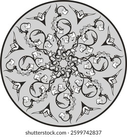 Non-AI vector floral ornamental circle in Oriental, Turkish, Arabic style. Great for traditional ethnic backgrounds, medallions, mandala, wedding decorations, greeting cards, wallpapers, wall decor.