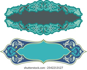 Non-AI vector floral ornamental frame, human made vintage panel in Oriental, Turkish, Arabic style, great for wedding decorations, greeting cards, invitations, logos, labels, vinyl and laser ready.