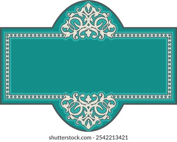 Non-AI vector floral ornamental frame, human made vintage panel in Oriental, Turkish, Arabic style, great for wedding decorations, greeting cards, invitations, logos, labels, vinyl and laser ready.