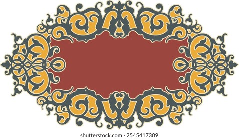 Marco ornamental floral del Vector de Non-AI, panel vintage hecho por el hombre en estilo oriental, turco, indio, árabe, grande para las decoraciones de la boda, tarjetas de felicitación, invitaciones, logotipos, etiquetas. Vinilo listo.