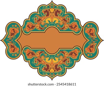 Marco ornamental floral del Vector de Non-AI, panel vintage hecho por el hombre en estilo oriental, turco, indio, árabe, grande para las decoraciones de la boda, tarjetas de felicitación, invitaciones, logotipos, etiquetas. Vinilo listo.