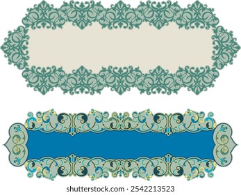 Non-AI vector floral ornamental frames, human made vintage panels in Oriental, Turkish, Arabic style, great for wedding decorations, greeting cards, invitations, logos, labels, vinyl and laser ready.