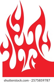 Non-AI vector seamless red flames design, continuous flames and burning fire decorative border element. Human-made ready-to-cut graphics, great for stickers, decals, car wraps, borders, banners.