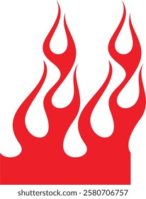 Non-AI vector seamless red flames design, continuous flames and burning fire decorative border element. Human-made ready-to-cut graphics, great for stickers, decals, car wraps, borders, banners.