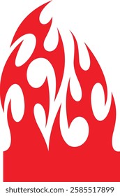 Non-AI vector seamless red flames design, continuous flames and burning fire decorative border element. Human-made ready-to-cut graphics, great for stickers, decals, car wraps, borders, banners.