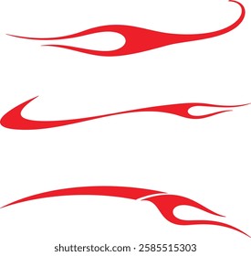 Non-AI vector swoosh flames set for vehicle vinyl decals, stickers, logo templates. Human-made ready-to-cut graphics for race cars, hot rod vehicles, ATVs, trucks, motors, bikes, sport clothing, signs