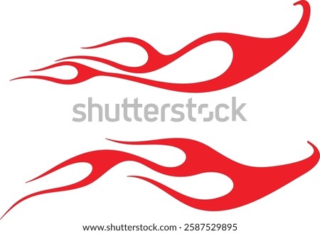 Non-AI vector swoosh flames set for vehicle vinyl decals, stickers, logo templates. Human-made ready-to-cut graphics for race cars, hot rod vehicles, ATVs, trucks, motors, bikes, sport clothing, signs