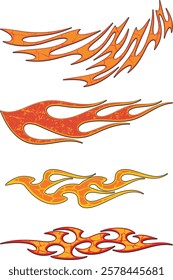 Non-AI vector textured flames for vehicle vinyl decals and wraps. Human made ready-to-cut graphics for racing cars, hot rod, off-road and sport vehicles,  ATVs, trucks, motors, T-shirts.