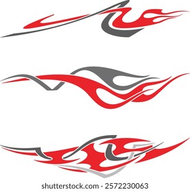 Non-AI vector tribal flames with stripes, creative designs for vehicle vinyl decals and wraps. Ready-to-cut graphics, great for cars, sport vehicles, ATVs, trucks, motors and bikes.