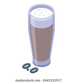 Nonalcoholic beer drink icon isometric vector. Glass bottle. Mug group