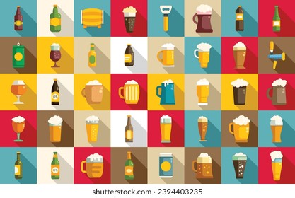 Nonalcoholic beer icons set flat vector. Can bottle drink. Beverage soft alcohol