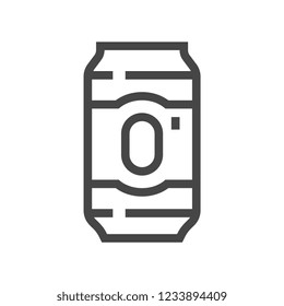 Non-alcoholic Beer Vector Line Icon. Beer Label on Aluminum Drinks Can. Editable Stroke. 48x48 Pixel Perfect.