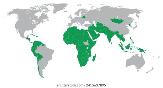 Non-Aligned Movement member states on political map of the world