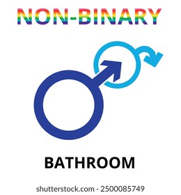 Non-binary bathroom art in English, vector illustration.