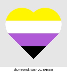 Nonbinary Flag Heart Vector Icon