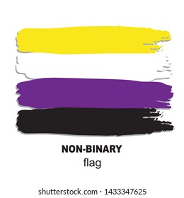 Non-binary flag isolated on white background. Gay pride symbol. Design element for banner, poster or leaflet. Grunge style.