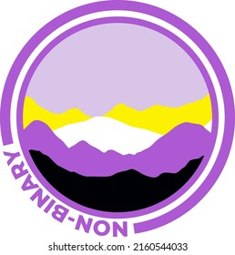 Non-Binary flag with mountain pattern. Hills with pride colors