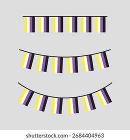 Nonbinary flag party buntings. LGBTQI concept. Flat design illustration.	