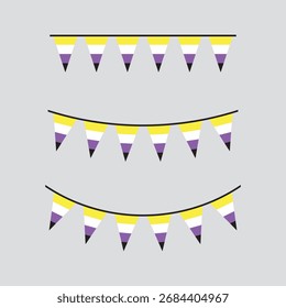 Agrupamentos de participante de sinalizador não binário. Conceito LGBTQI. Ilustração de design plano.	
