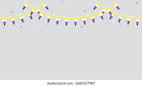 Agrupamentos de participante de sinalizador não binário. Conceito LGBTQI. Ilustração de design plano.