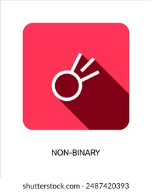 Non-Binary Gender Identity Symbol Icon Sign with Colorful and Minimal Long Shadow. LGBT pride card template concept for social media carousel.