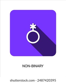 Non-Binary Gender Identity Symbol Icon Sign with Colorful and Minimal Long Shadow. LGBT pride card template concept for social media carousel.