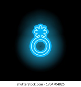 Non-binary gender symbol. Neon glowing icon. Vector illustration.